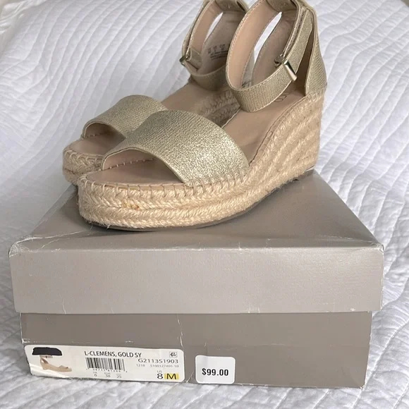 COPY - Franco Sarto Clemens gold espadrille wedge sandals NIB - Picture 6 of 6